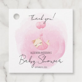 Etiquetas Para Lembrancinhas Gatinho rosa-rosa, Chá de bebê aquarela