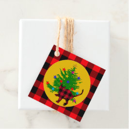 Etiquetas Para Lembrancinhas Gato de Natal Russo, Árvore e xadrez de Buffalo Ve