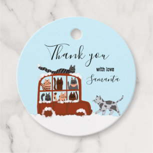Etiquetas Para Lembrancinhas Gatos Fofos no carro Presente de Aniversário de In