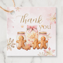 Etiquetas Para Lembrancinhas Gingerpão cor-de-rosa Obrigado Garota Aniversário