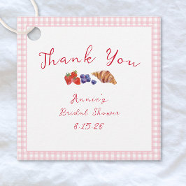 Etiquetas Para Lembrancinhas Gingham Brunch Chá de panela Rosa claro Obrigado