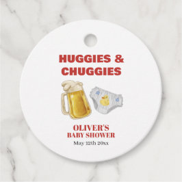 Etiquetas Para Lembrancinhas Gingham Huggies Chuggies Beer Diaper Baby Shower 
