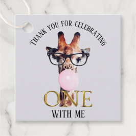 Etiquetas Para Lembrancinhas Girafa de óculos aniversário de um ano chiclete
