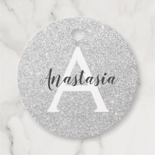 Etiquetas Para Lembrancinhas Girar Glam Silver Glitter Desencadeia Nome do Mono