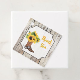 Etiquetas Para Lembrancinhas Girassóis em Chuveiro de Noiva com Bota de Cowboy 