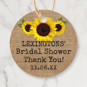 Etiquetas Para Lembrancinhas Girassóis No Burlap Fall Chá de panela Obrigado