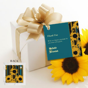 Etiquetas Para Lembrancinhas Girassol Azul Teal Dourado Agradecimento Casamento