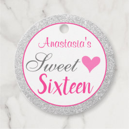 Etiquetas Para Lembrancinhas Girly Princess Pink & Silver Glitter Sweet