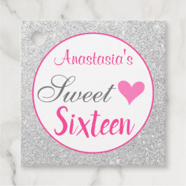 Etiquetas Para Lembrancinhas Girly Princess Pink & Silver Glitter Sweet