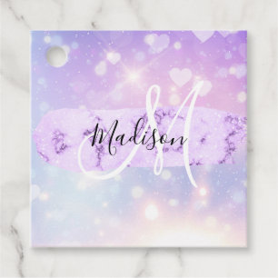 Etiquetas Para Lembrancinhas Girly Sparkly Unicorn Rainbow Hearts Monograma