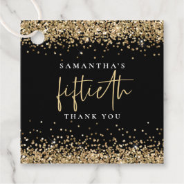 Etiquetas Para Lembrancinhas Glam Dourada Glitter 50th 50th Obrigado Black
