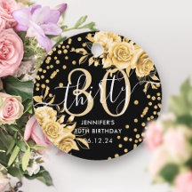 Glam Dourado Floral Glitter aniversário de 30 anos