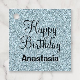 Etiquetas Para Lembrancinhas Glam Happy Birthday Blue Silver Glitter Sparkles