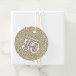 Etiquetas Para Lembrancinhas Glitter Dourado Celebrando 50 Anos de Elegante Chi