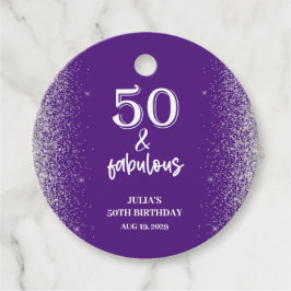 Etiquetas Para Lembrancinhas Glitter prateado roxo 50ª Festa de aniversário