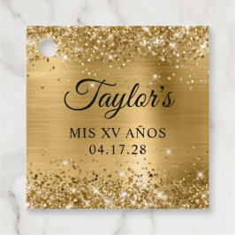 Etiquetas Para Lembrancinhas Glittery Gold Foil Mis XV Anos Aniversário