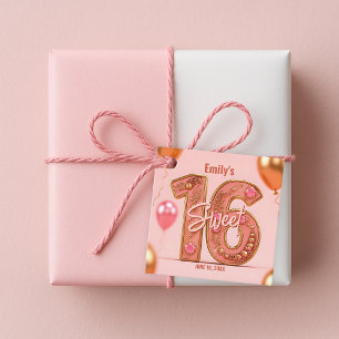 Etiquetas Para Lembrancinhas Glitzy Rosa Dourado e Gemstone cor-de-rosa pálido