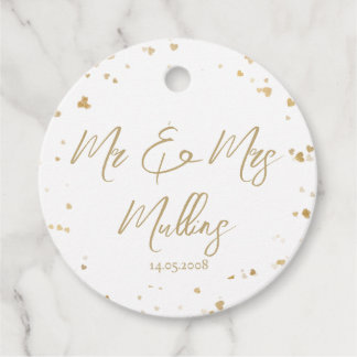 Etiquetas Para Lembrancinhas Gold Heart “Mr & Mrs” Wedding