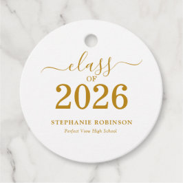 Etiquetas Para Lembrancinhas Gold Script Class of 2026 Modern