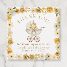 Etiquetas Para Lembrancinhas Golden Floral Carriage Thank You | Baby Shower