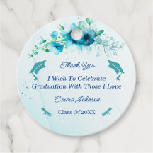 Graduação Personalizada de Flor Azul Elegante