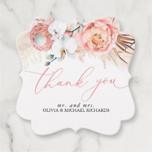 Etiquetas Para Lembrancinhas Grama das Pampas Floral Rosa Casamento Obrigado