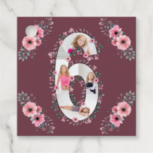Etiquetas Para Lembrancinhas Grande 6 Birthday Rapariga Fotografia Collage Flor