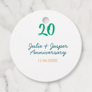 Etiquetas Para Lembrancinhas Green blue 20th anniversary name date orange 