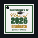 Etiquetas Para Lembrancinhas Green Gold Class of 2026 Custom Graduation Party<br><div class="desc">Customize your own green and gold high school Class of 2026 graduate favor tags for a high school or college graduation party. Cool varsity letters for the year on a great custom commemorative keepsake for seniors.</div>