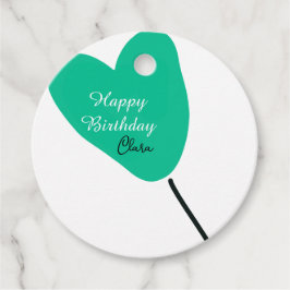 Etiquetas Para Lembrancinhas Green heart happy birthday white black balloon kid