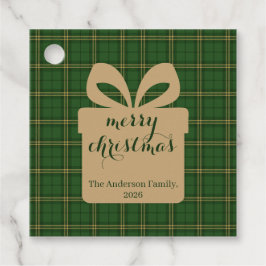 Etiquetas Para Lembrancinhas Green Plaid Christmas Festive Pattern -