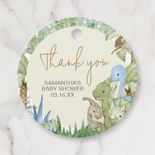 Etiquetas Para Lembrancinhas Greenery Dinossaur Ronda de Chás de fraldas