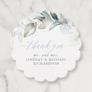 Etiquetas Para Lembrancinhas Greenery Elegant Dusty Blue Weding Obrigado