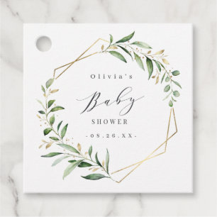 Etiquetas Para Lembrancinhas Greenery Gold Geométrico Obrigado Baby Shower