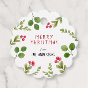 Etiquetas Para Lembrancinhas Greenery Red Holly berry Feriado