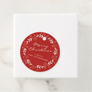 Etiquetas Para Lembrancinhas Grinalda Floral Simples Natal Vermelho Personaliza