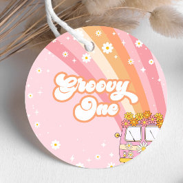 Etiquetas Para Lembrancinhas Groovy One Retro Rainbow primeiro aniversario