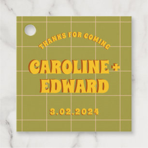 Etiquetas Para Lembrancinhas Groovy Verde Amarelo Amarelo Vermelho