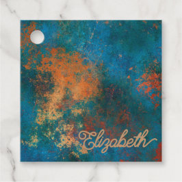 Etiquetas Para Lembrancinhas Grunge Copper Patina e Turquoise