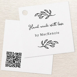 Etiquetas Para Lembrancinhas Hand Made With Love QR Code Botanical Price Tag