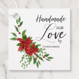 Etiquetas Para Lembrancinhas Handmade with Love Quote with Poinsettias
