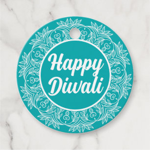 Etiquetas Para Lembrancinhas Happy Diwali Teal Rangoli Saudação