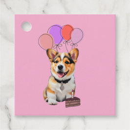 Etiquetas Para Lembrancinhas 'Have A Pup-tastic Day!' Fun Pink Corgi Birthday