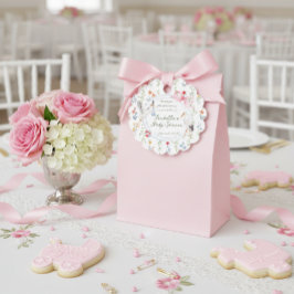 Etiquetas Para Lembrancinhas Heirloom Rose Bow and Stork Baby Shower Thank You