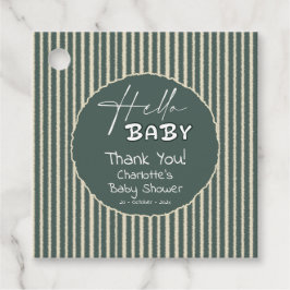 Etiquetas Para Lembrancinhas Hello Baby Dark Green Stripes Baby Shower