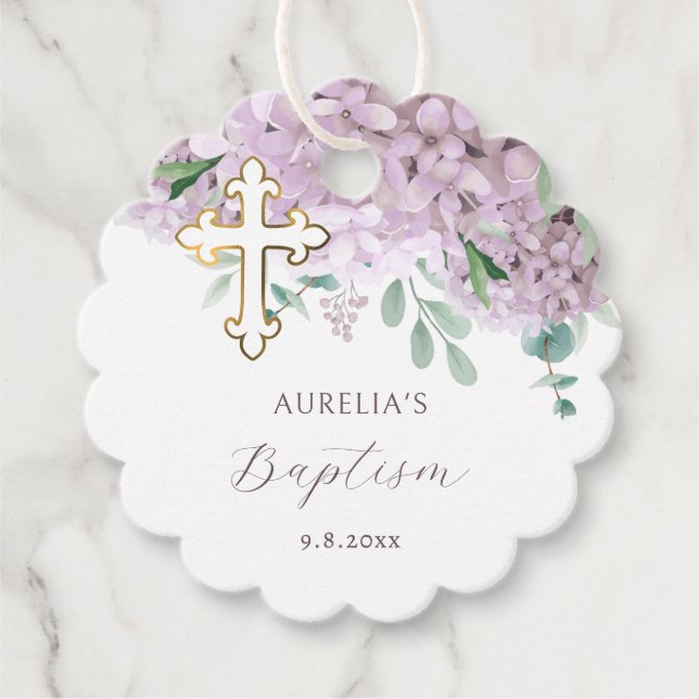 Etiquetas Para Lembrancinhas Hidrangea Baptism Sintomas (Frente)