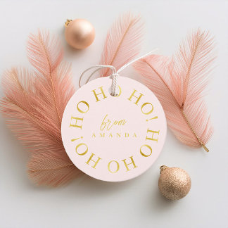 Etiquetas Para Lembrancinhas Ho Ho ID1009 de Natal Dourado rosa