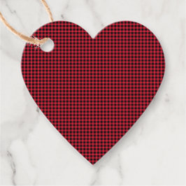 Etiquetas Para Lembrancinhas Holiday Gingham - Padrão Coração Preto Vermelho