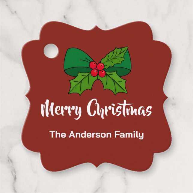 Etiquetas Para Lembrancinhas Holly Berry Bow (Frente)