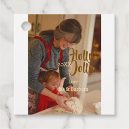Etiquetas Para Lembrancinhas Holly Jolly family holiday photo beige year naboho